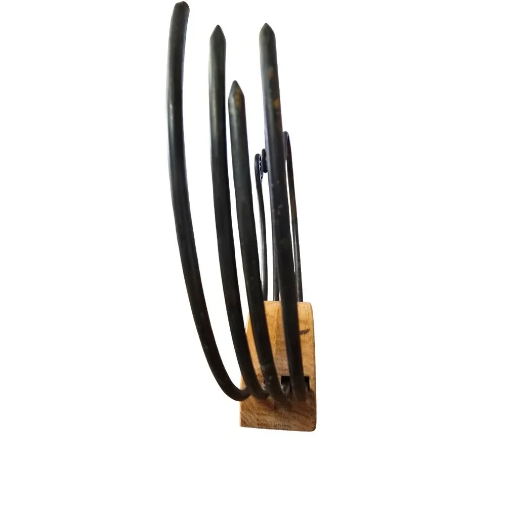 Wrought Iron Skewer Set w/ Wood Base Rustic Artisan Kabob Charcuterie - Picture 9 of 11